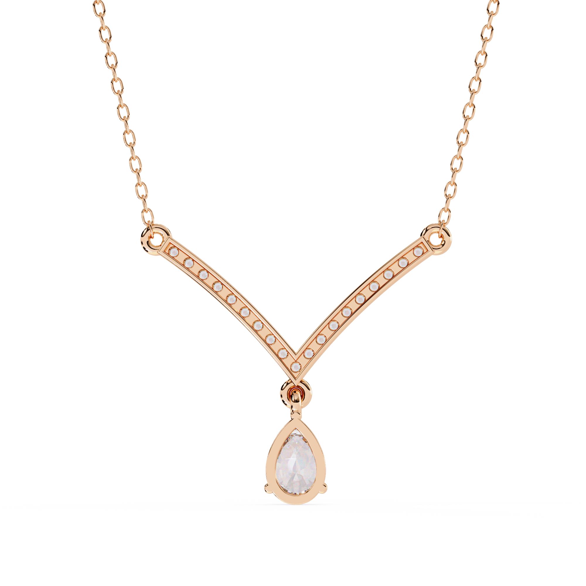Solitairekart 0.48ct V-Line Drop Natural Diamond Necklace-HI Color, VS-SI Clarity